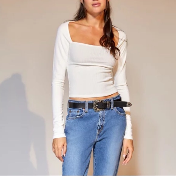 UO Ribbed Square Neck Longsleeve Top - Picture 4 of 5